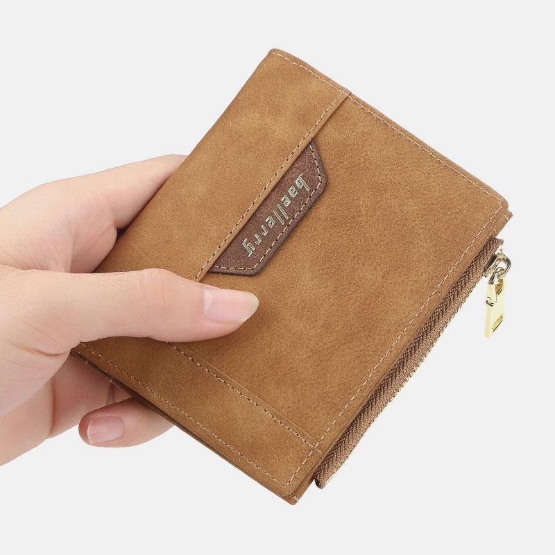 Męskie Faux Leather Business Multi-slot Vertical Zipper Slim Card Holder Wallet