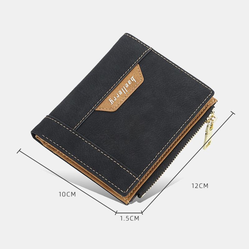 Męskie Faux Leather Business Multi-slot Vertical Zipper Slim Card Holder Wallet