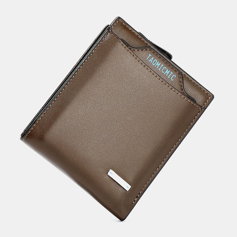 Męskie Faux Leather Cienki Portfel Posiadacz Karty Zipper Coin Bag