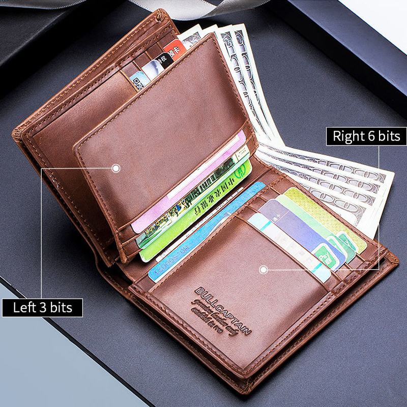 Męskie Genuine Leather Bifold Multi-card Slot Holder Portmonetka Portmonetka Portfel Na Pieniądze