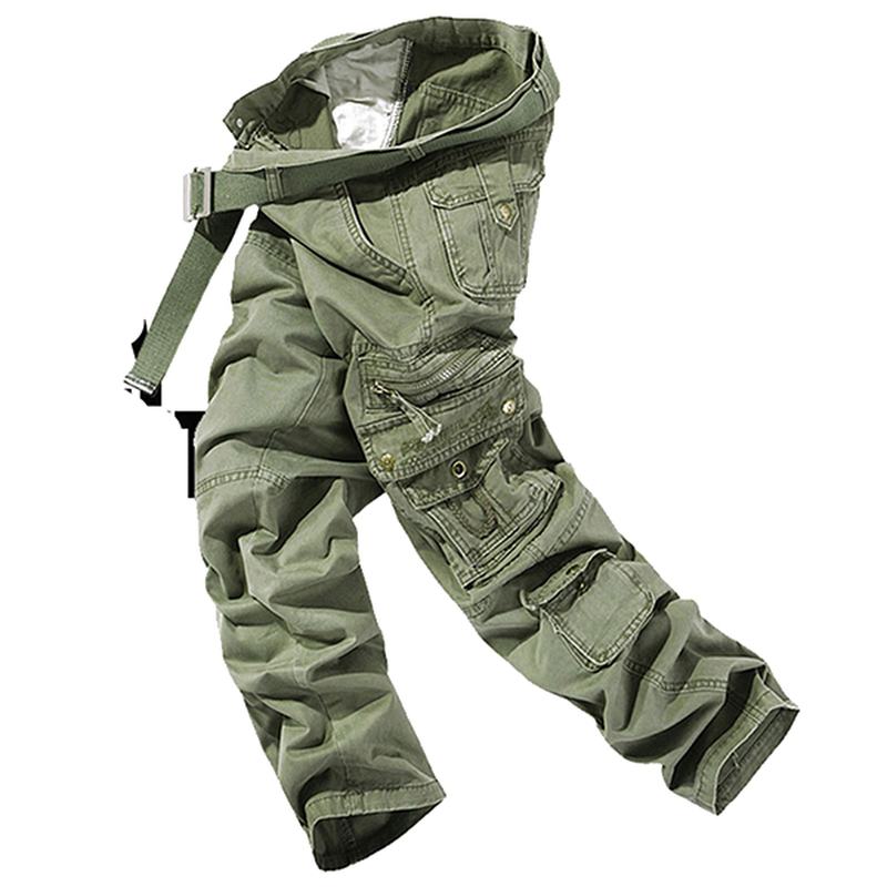 Męskie Jednokolorowe Kieszenie Z Wieloma Kieszeniami 100% Bawełny Dorywczo Spodnie Cargo Outdoor Proste Spodnie