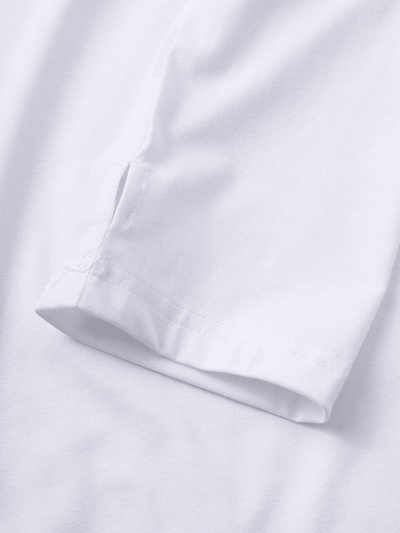 Męskie Jednokolorowe Koszulki Z Okrągłym Dekoltem Z Rozcięciem I Długim Rękawem