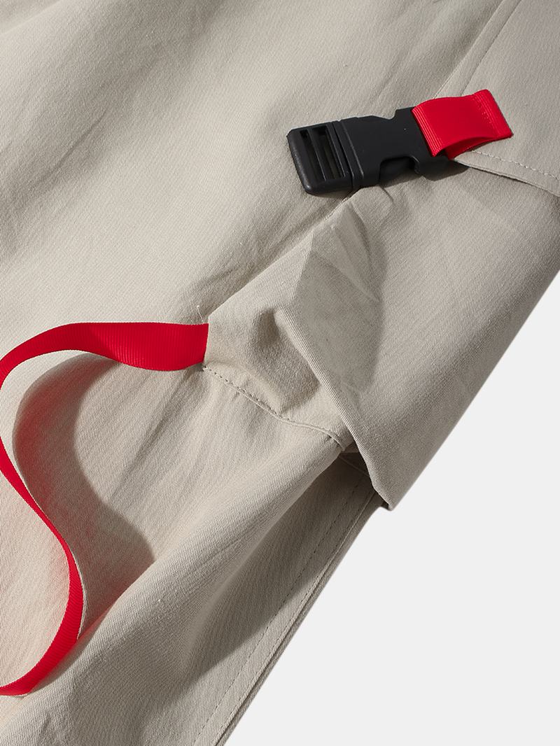 Męskie Jednokolorowe Naszywane Kieszenie 100% Bawełniane Spodnie Do Biegania