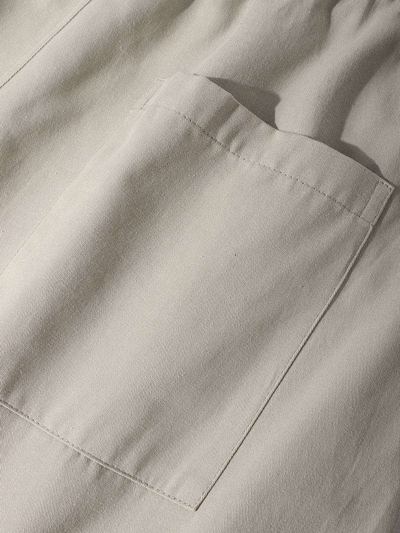 Męskie Jednokolorowe Naszywane Kieszenie 100% Bawełniane Spodnie Do Biegania