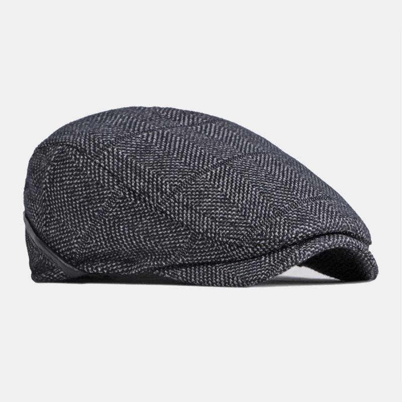 Męskie Jednokolorowe Nauszniki Chroniące Przed Wiatrem Konstrukcja Wiatroszczelna Płaska CZapka Brytyjska Retro Zagęścić Ciepła CZapka Beret Do Przodu CZapka