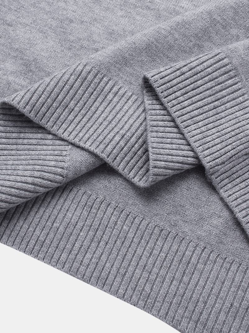 Męskie Jednokolorowe Swetry Bawełniane Z Wysokim Dekoltem Na Co Dzień Z Długim Rękawem