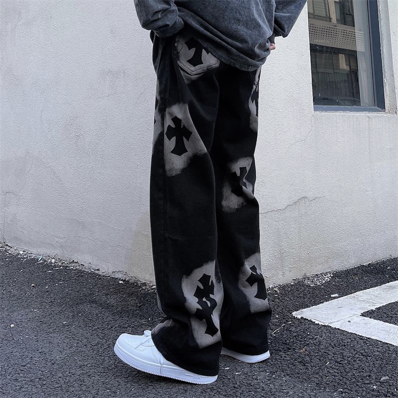 Męskie Jesienne Dżinsy Z Prostym Alfabetem W Stylu Retro Street