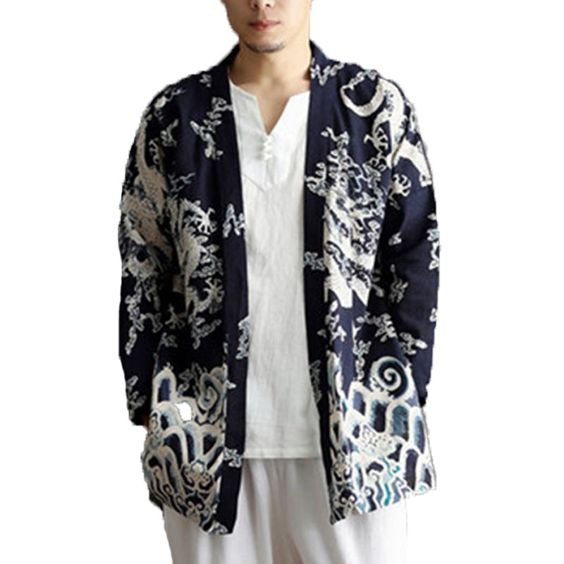 Męskie Kardigany Kimono W Stylu Narodowym