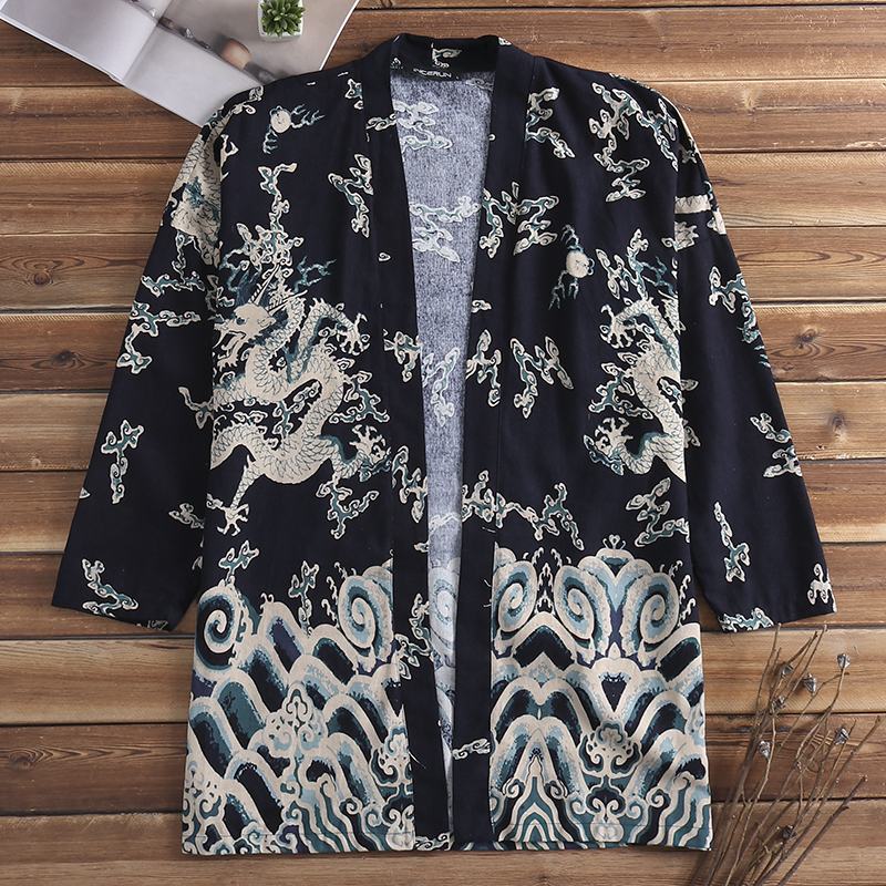 Męskie Kardigany Kimono W Stylu Narodowym