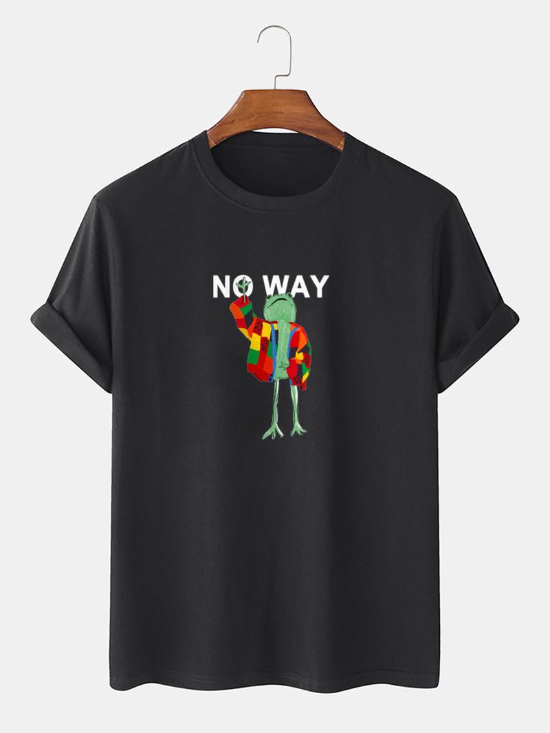 Męskie Kolorowe Żaby Slogan Drukowanie 100% Bawełny Casual T-shirty Z Krótkim Rękawem