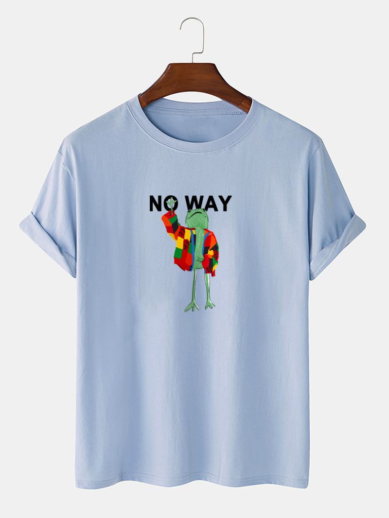 Męskie Kolorowe Żaby Slogan Drukowanie 100% Bawełny Casual T-shirty Z Krótkim Rękawem