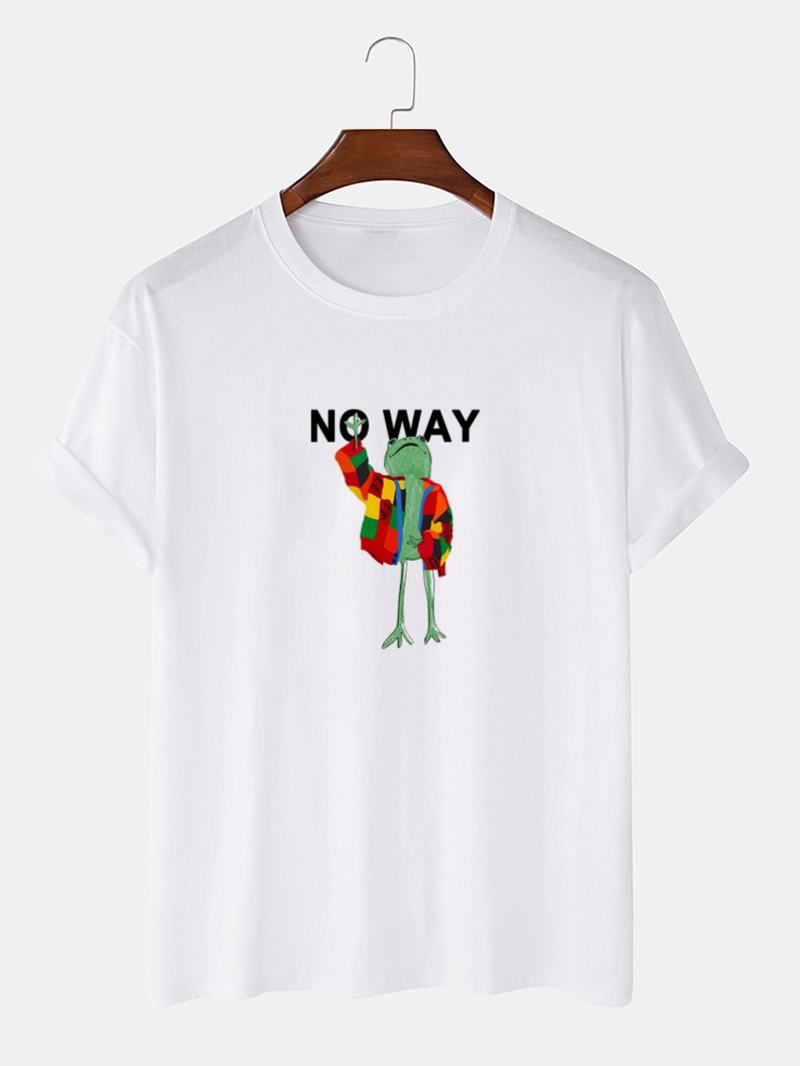 Męskie Kolorowe Żaby Slogan Drukowanie 100% Bawełny Casual T-shirty Z Krótkim Rękawem