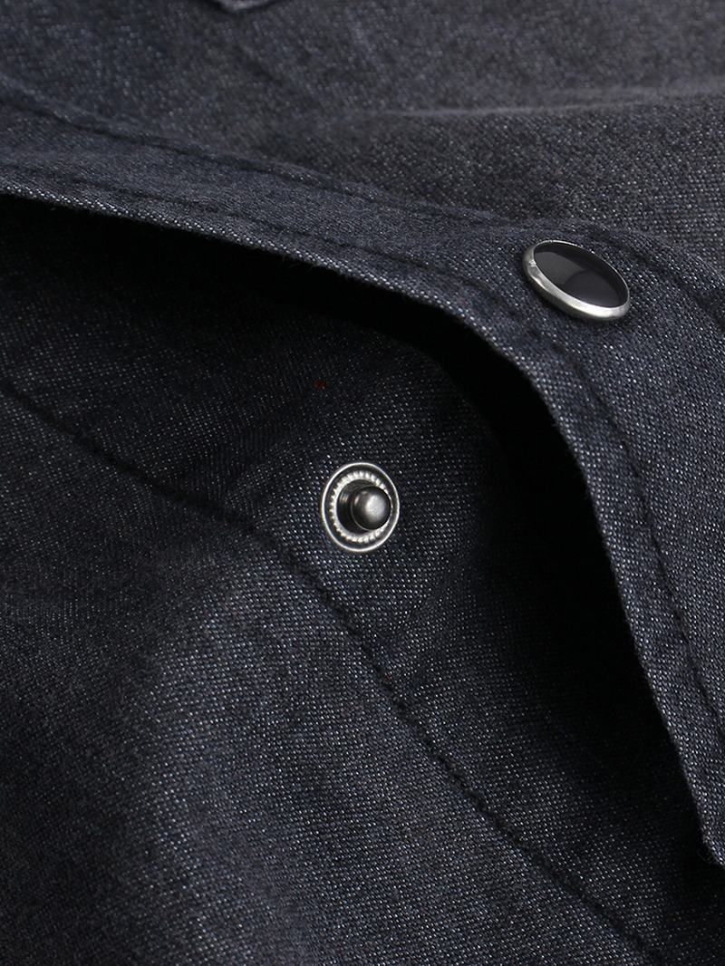 Męskie Koszule Dżinsowe Z Długimi Rękawami W Kamuflażu Trend Osobowości Podwójna Kieszeń Denim
