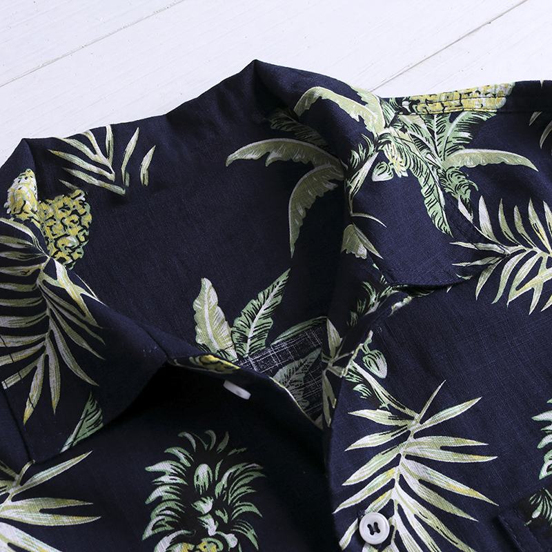 Męskie Koszule Hawajskie Z Krótkim Rękawem Z Nadrukiem Tropikalnych Roślin