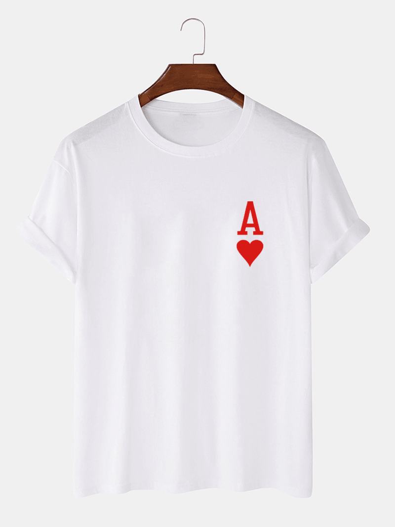 Męskie Koszulki Z Krótkim Rękawem Ace Of Hearts Z Nadrukiem W 100% Bawełniane