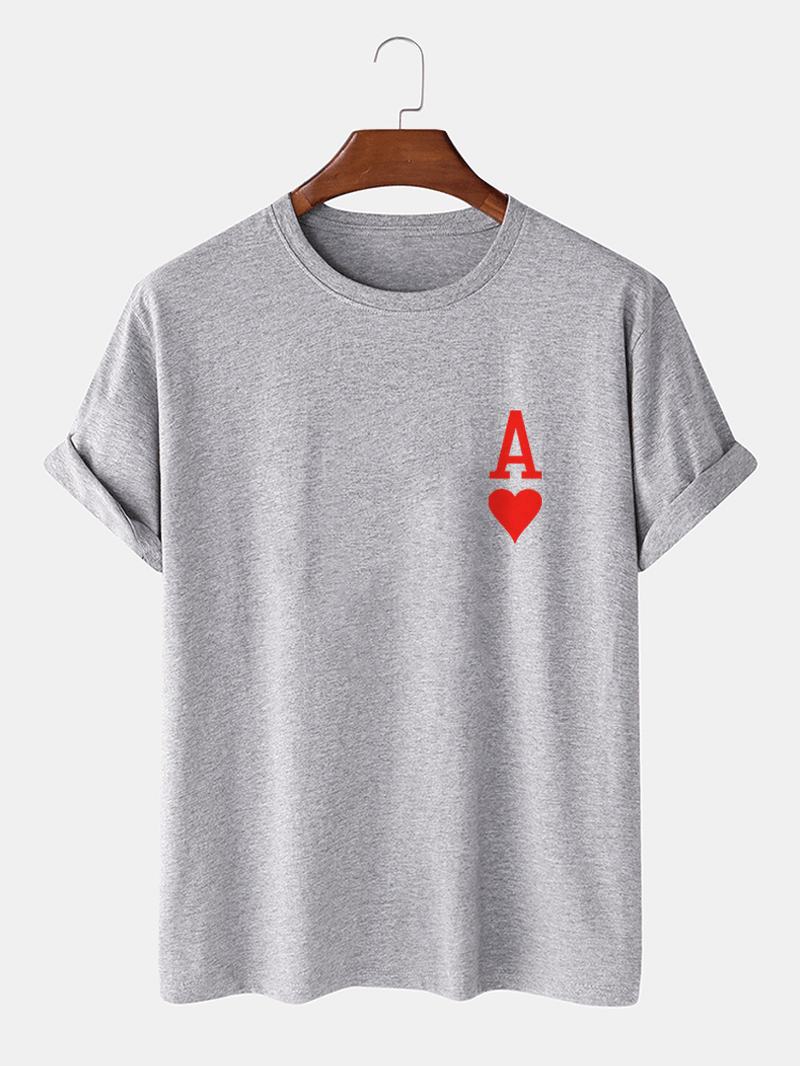 Męskie Koszulki Z Krótkim Rękawem Ace Of Hearts Z Nadrukiem W 100% Bawełniane