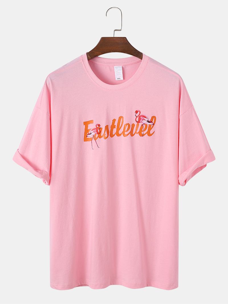 Męskie Koszulki Z Krótkim Rękawem I Okrągłym Dekoltem Z Nadrukiem Flamingów