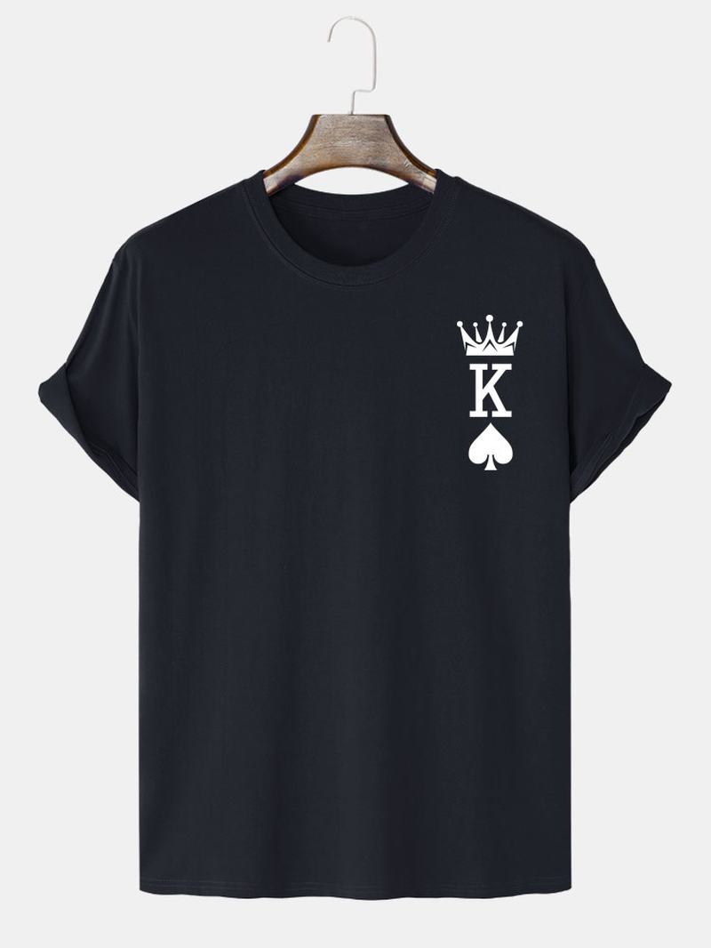 Męskie Koszulki Z Nadrukiem W 100% Z Bawełny Crown King Of Spades Poker