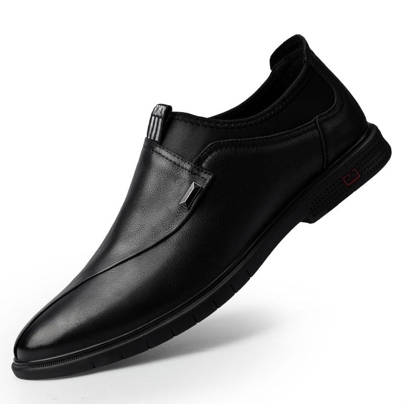 Męskie Krótkie Skórzane Szwy W CZystym Kolorze Slip-on Business Formalne Mokasyny