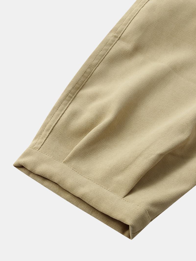 Męskie Krótkie Spodnie W Jednolitym Kolorze Luźny Sznurek W Połowie Talii Casual Harem Pants
