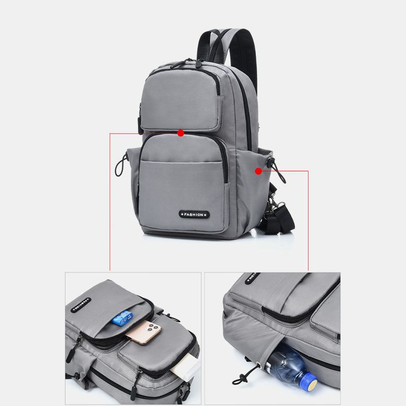 Męskie Ładowanie Usb Multi-carry Wielowarstwowa Wodoodporna Torba Crossbody Torba Na Klatkę Piersiową Plecak Na Ramię