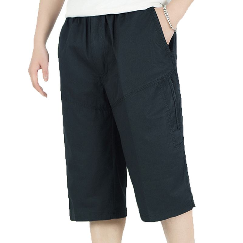 Męskie Letnie Plus Size Multi-pocket Solid Color Loose Fit Casual Bawełniane Szorty