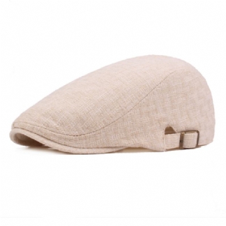 Męskie Lniane Solidne Berety Casual Newsboy Forward Hat Gorras