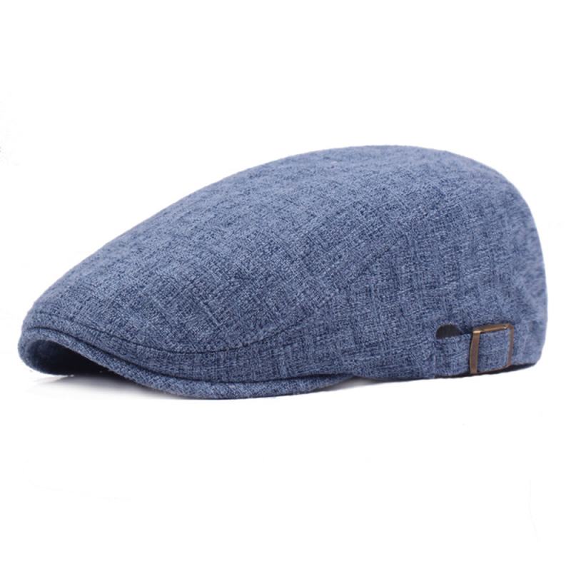 Męskie Lniane Solidne Berety Casual Newsboy Forward Hat Gorras