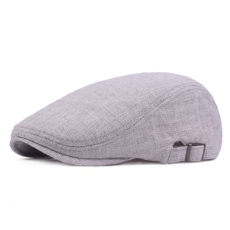 Męskie Lniane Solidne Berety Casual Newsboy Forward Hat Gorras