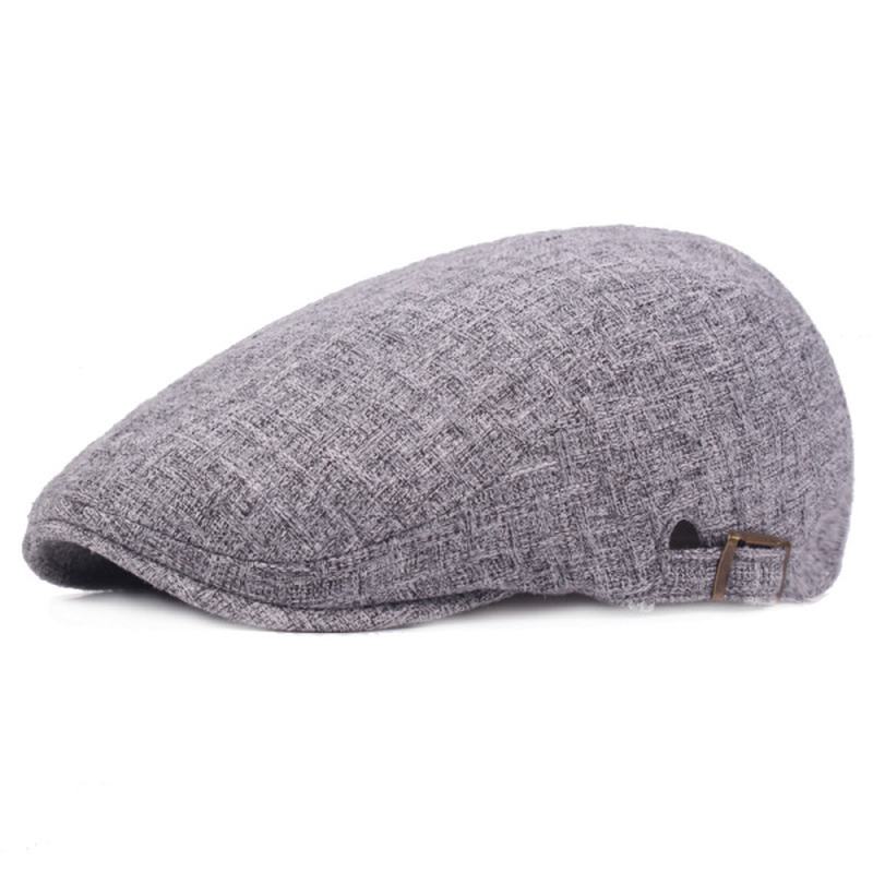 Męskie Lniane Solidne Berety Casual Newsboy Forward Hat Gorras