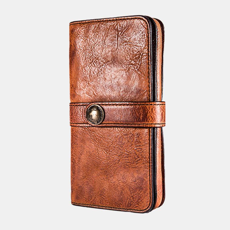 Męskie Long Bifold Multi-card Slot Posiadacz Karty Vintage Pu Leather 6.5 Cal Phone Bag Money Clip Wallet