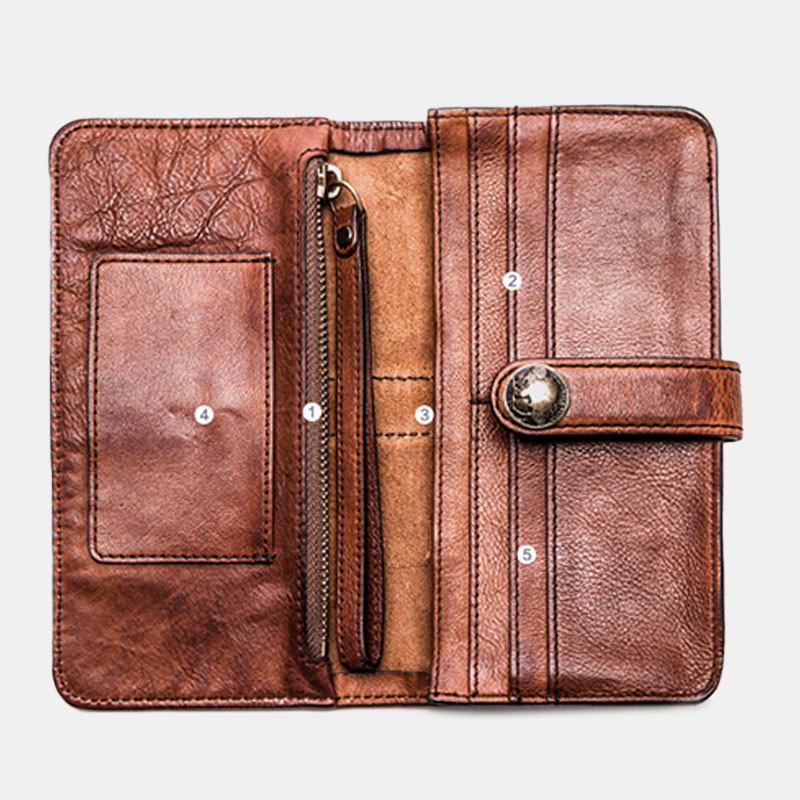 Męskie Long Bifold Multi-card Slot Posiadacz Karty Vintage Pu Leather 6.5 Cal Phone Bag Money Clip Wallet