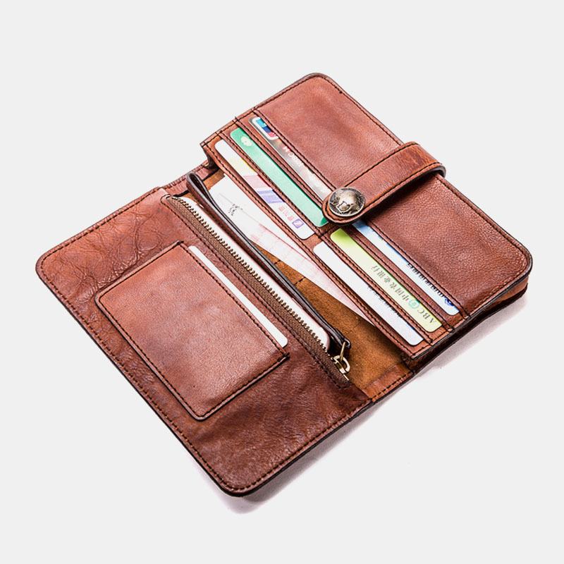 Męskie Long Bifold Multi-card Slot Posiadacz Karty Vintage Pu Leather 6.5 Cal Phone Bag Money Clip Wallet