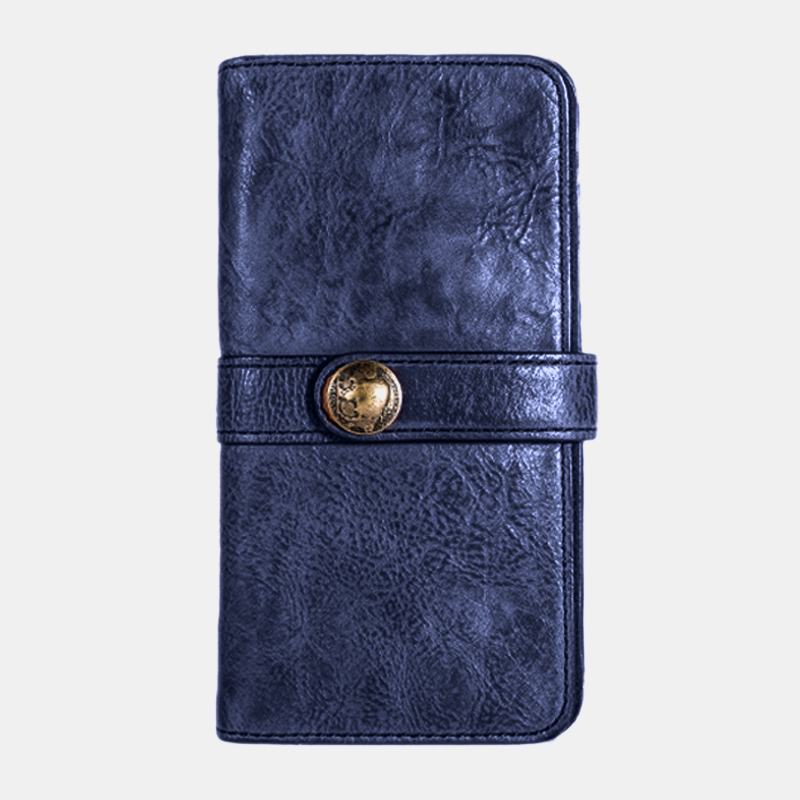 Męskie Long Bifold Multi-card Slot Posiadacz Karty Vintage Pu Leather 6.5 Cal Phone Bag Money Clip Wallet
