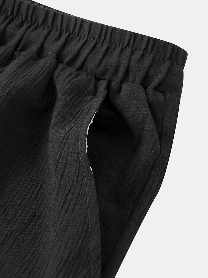 Męskie Luźne Sznurowane Kieszenie CZarne Spodnie Na Co Dzień