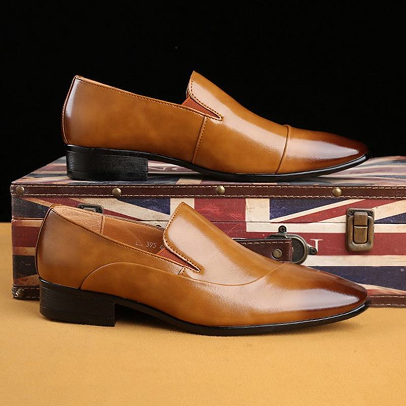 Męskie Miękkie Podeszwy Pointy Toe Slip On Vintage England Style Casual Dress Shoes
