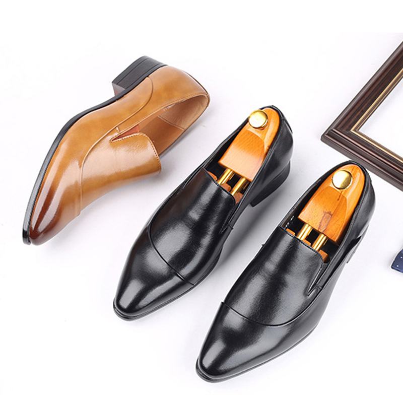 Męskie Miękkie Podeszwy Pointy Toe Slip On Vintage England Style Casual Dress Shoes