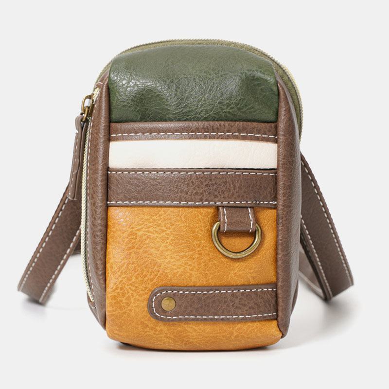 Męskie Mini Przeszycia W Kolorze Casual Crossbody Torby Odpinany Pasek Na Ramię All-match 6.5-calowa Torba Na Telefon