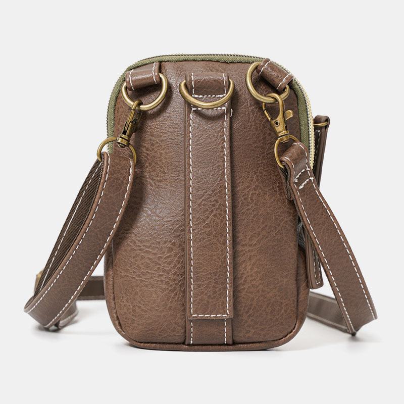 Męskie Mini Przeszycia W Kolorze Casual Crossbody Torby Odpinany Pasek Na Ramię All-match 6.5-calowa Torba Na Telefon