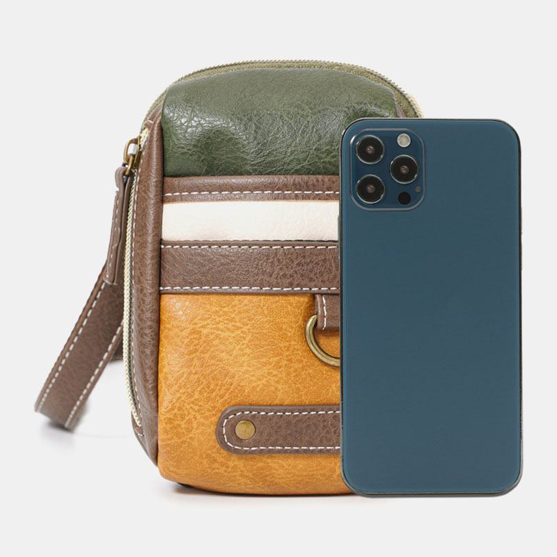 Męskie Mini Przeszycia W Kolorze Casual Crossbody Torby Odpinany Pasek Na Ramię All-match 6.5-calowa Torba Na Telefon