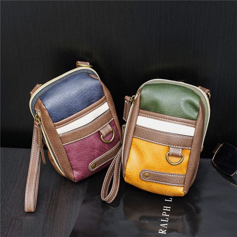 Męskie Mini Przeszycia W Kolorze Casual Crossbody Torby Odpinany Pasek Na Ramię All-match 6.5-calowa Torba Na Telefon