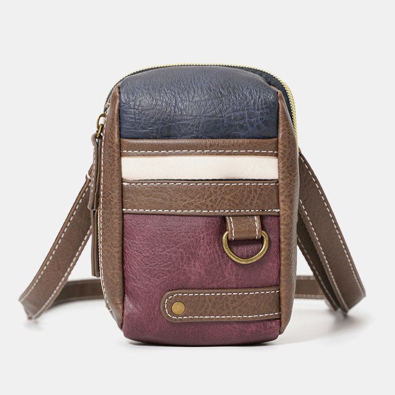 Męskie Mini Przeszycia W Kolorze Casual Crossbody Torby Odpinany Pasek Na Ramię All-match 6.5-calowa Torba Na Telefon