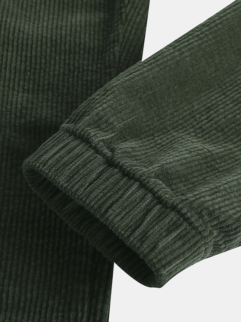 Męskie Nowe Sztruksowe Spodnie Z Bocznymi Szwami W Kontrastowym Kolorze Pogrubiające Spodnie