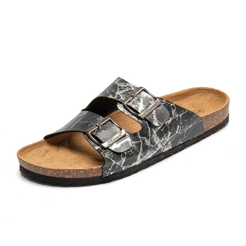 Męskie Oddychające Otwarte Antypoślizgowe Korkowe Dno Beach Casual Slide Slippers