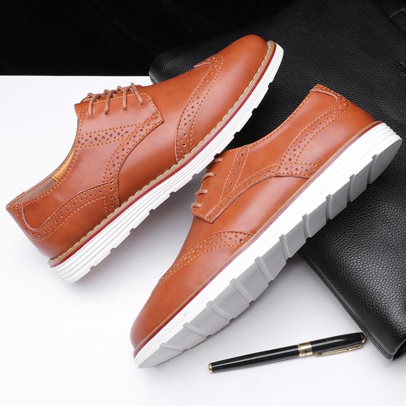 Męskie Oddychające Pointy-toe Vintage Oksfordzie Miękka Podeszwa Antypoślizgowe Skórzane Buty Na Co Dzień