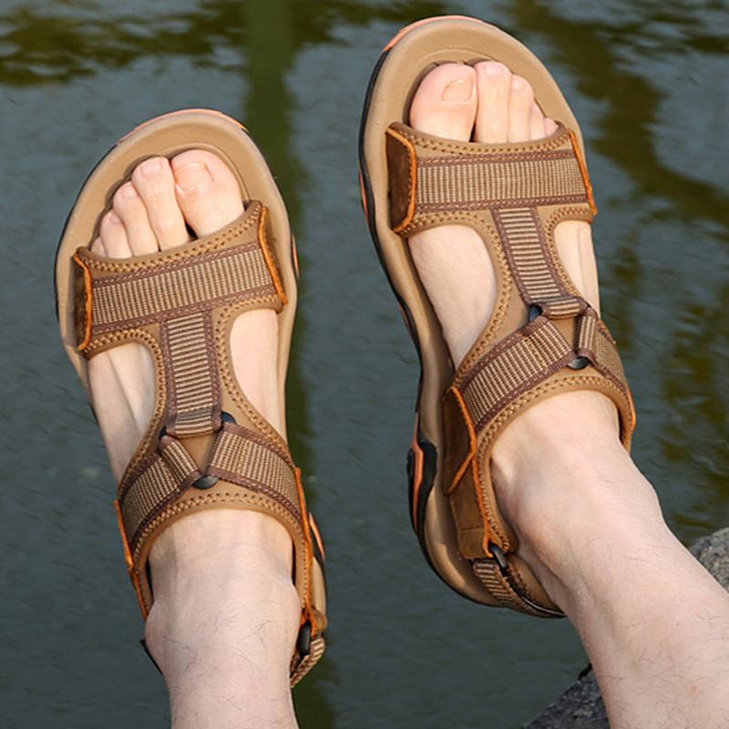 Męskie Open Toe Hook Loop Odporność Na Zużycie Podeszwa Oddychające Sandały Buty