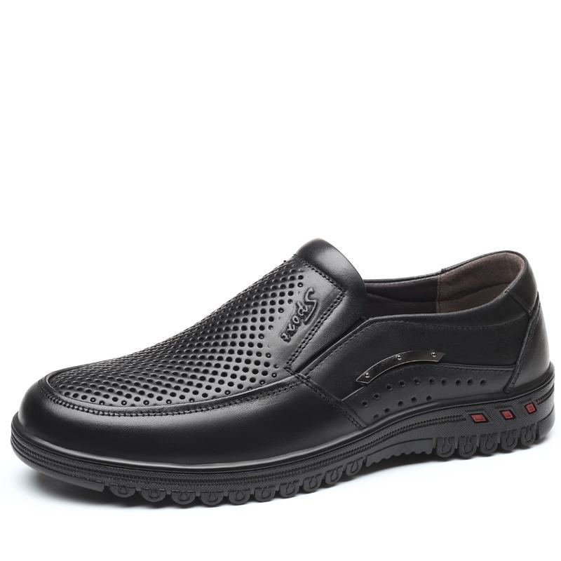 Męskie Oryginalne Skórzane Oddychające Miękkie Dno Slip On Casual Business Shoes