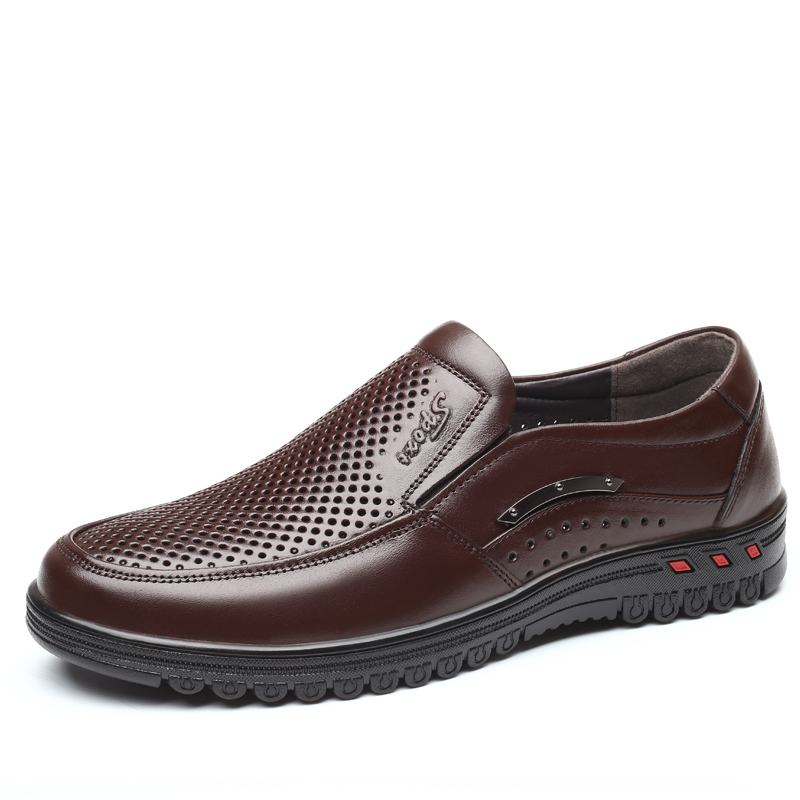 Męskie Oryginalne Skórzane Oddychające Miękkie Dno Slip On Casual Business Shoes