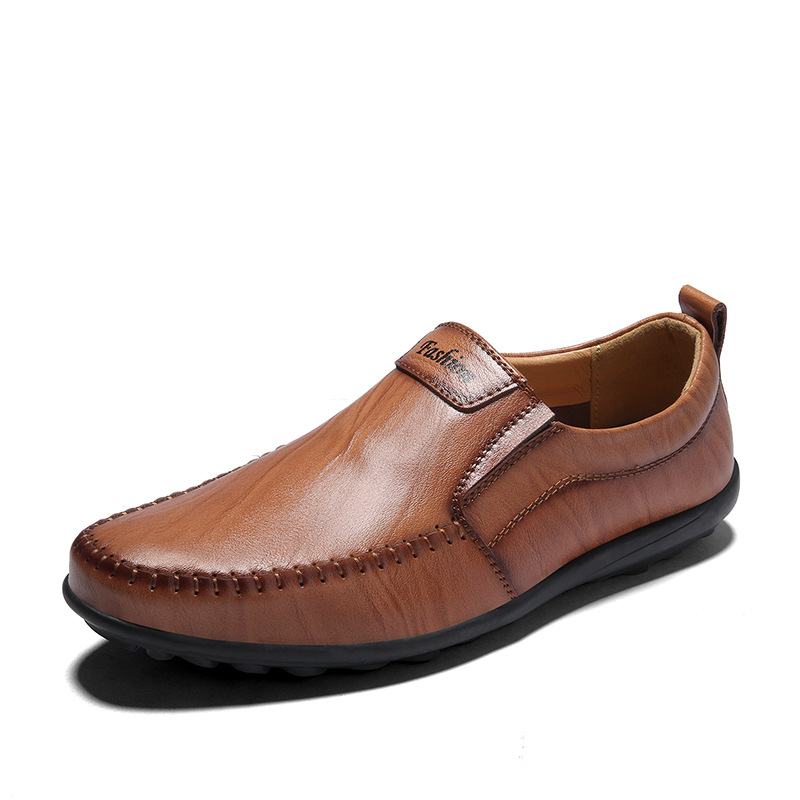Męskie Oryginalne Skórzane Oddychające Miękkie Dno Slip On Driving Casual Business Loafers Shoes