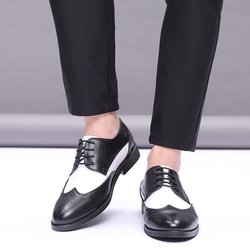 Męskie Oryginalne Skórzane Oddychające Wydrążone Pointy Toe Vintage Casual Business Shoes